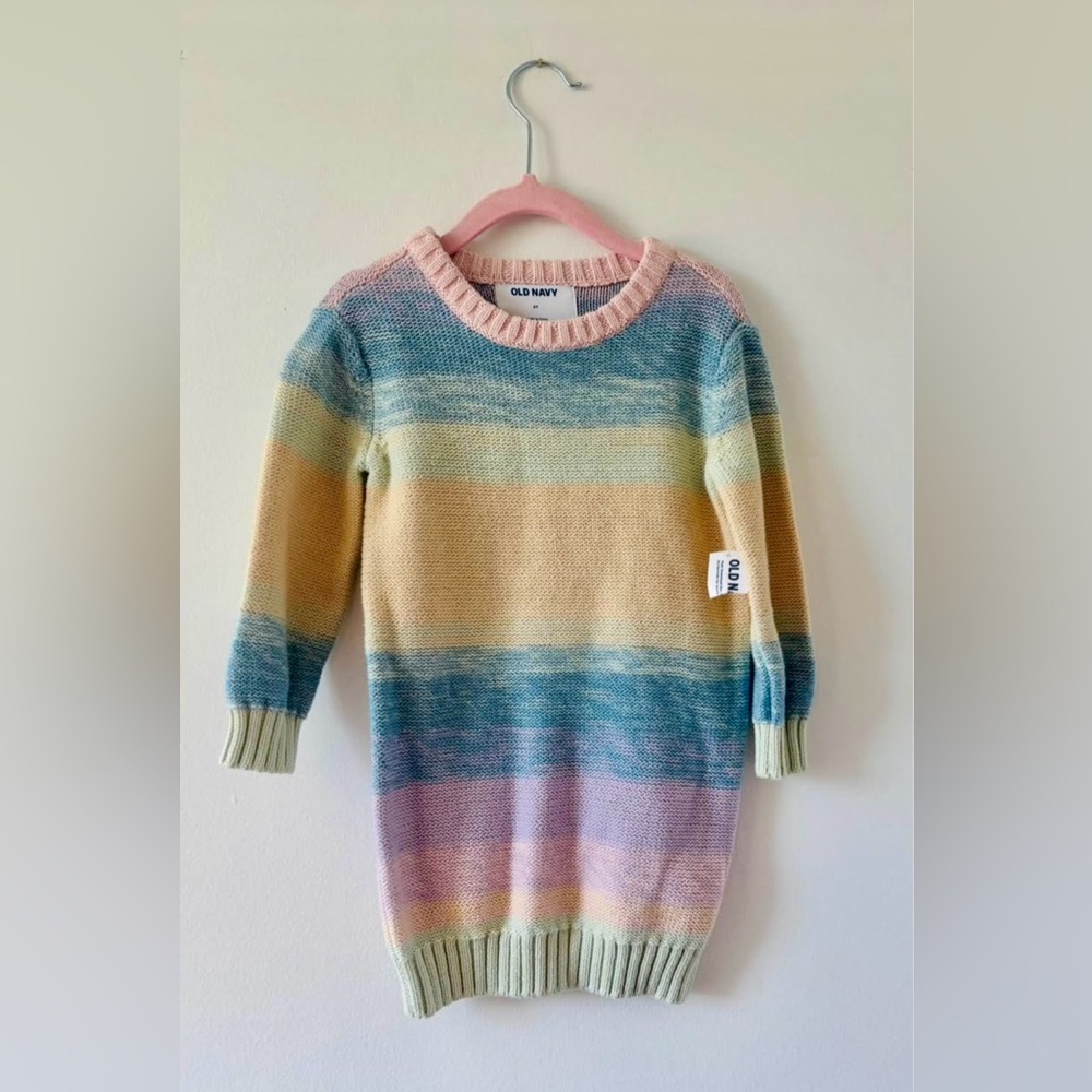 Old Navy Rainbow Striped Sweater Dress, Size 2T